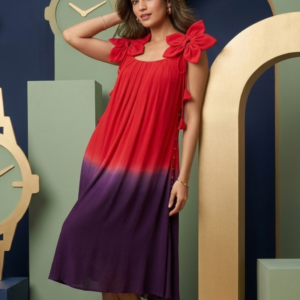 Crimson & Royal Purple Bow Ombre Dress