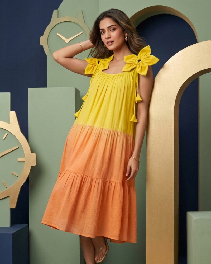 Aurelia Sun-Drenched Tiered Midi Dress
